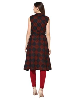 black cotton flared kurta - 15113443 - Standard Image - 3