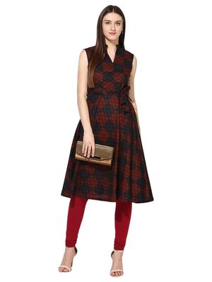 black cotton flared kurta - 15113443 - Standard Image - 4
