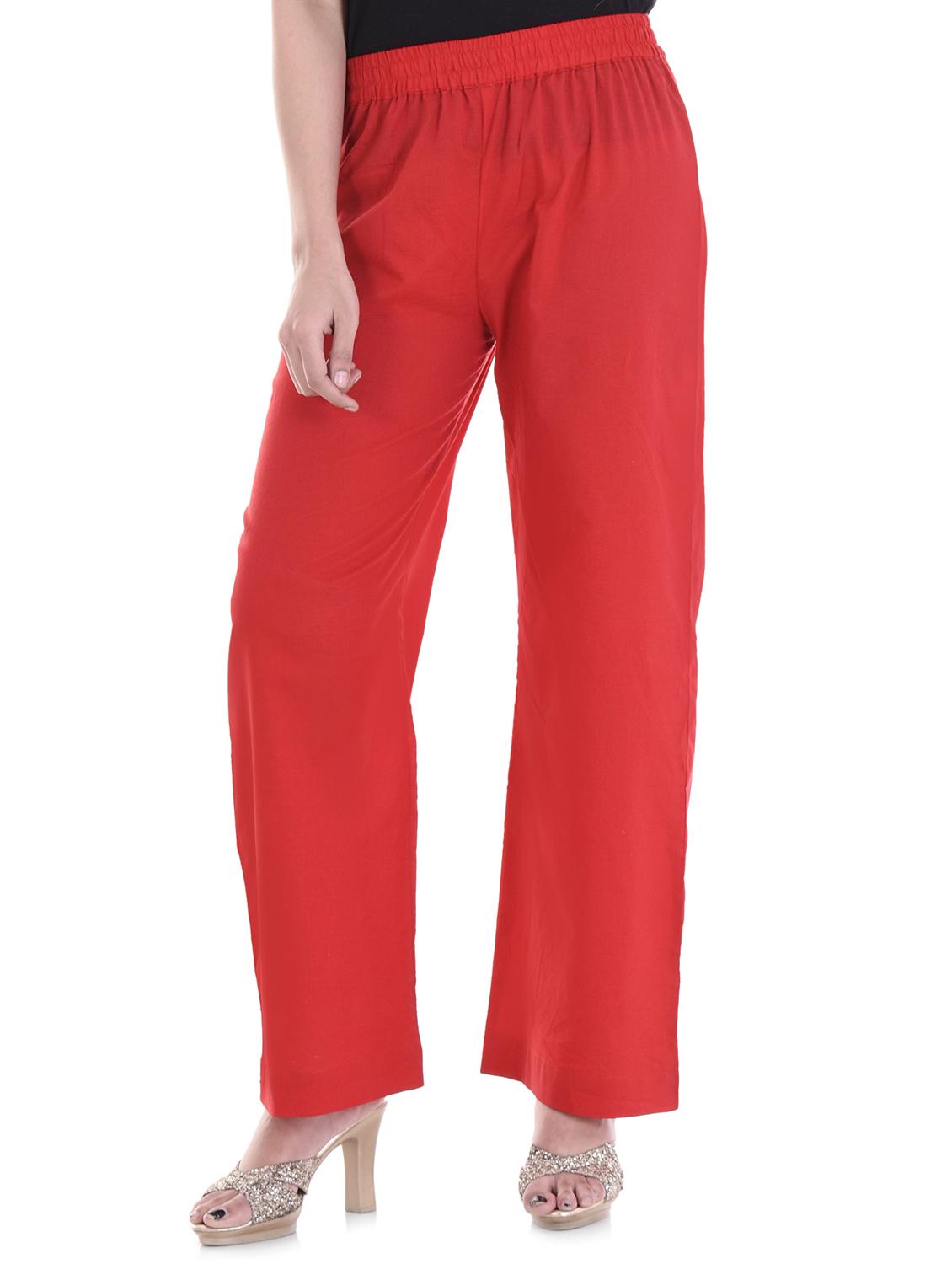 solid red cotton palazzo - 15113447 - Zoom Image - 1