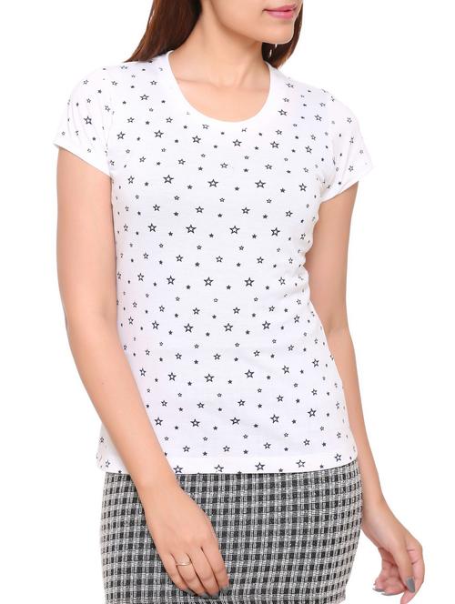 white printed cotton tee - 15113459 - Standard Image - 1