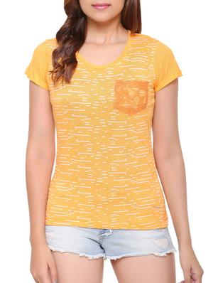 yellow printed cotton tee - 15113461 - Standard Image - 1