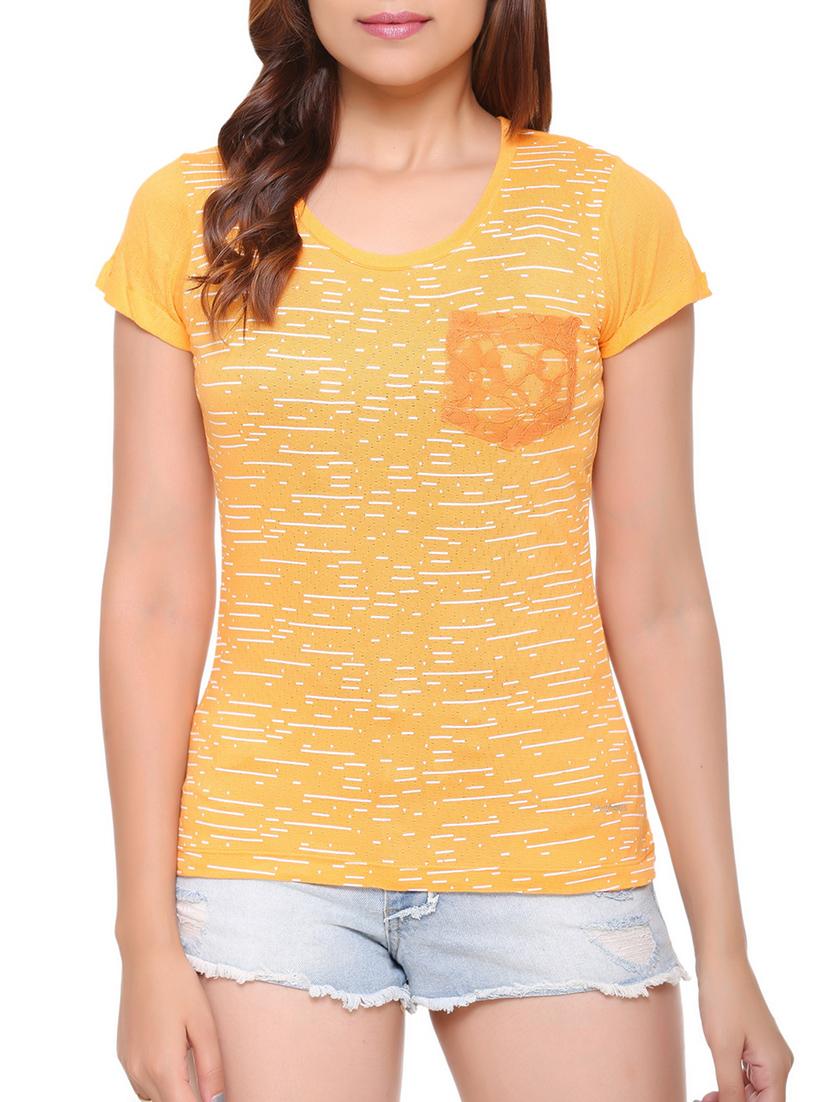 yellow printed cotton tee - 15113461 - Zoom Image - 1