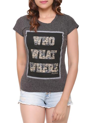 grey printed cotton tee - 15113465 - Very Small Image - 1