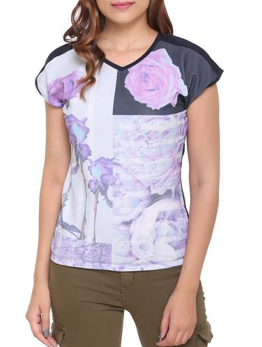 navy blue floral cotton tee - 15113471 - Very Small Image - 1