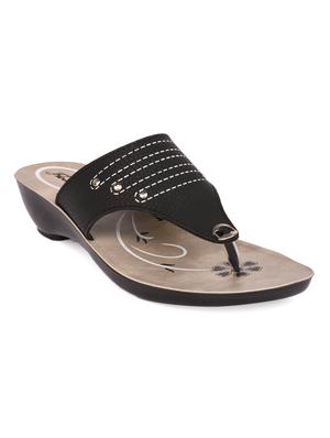 black open thong wedge - 15113660 - Standard Image - 1