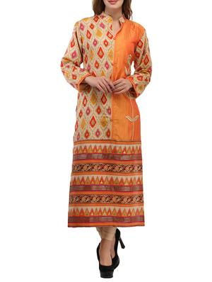 blue cotton straight kurta - 15113693 - Standard Image - 1