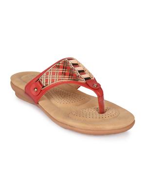 maroon faux leather slip on sandals - 15113721 - Standard Image - 1