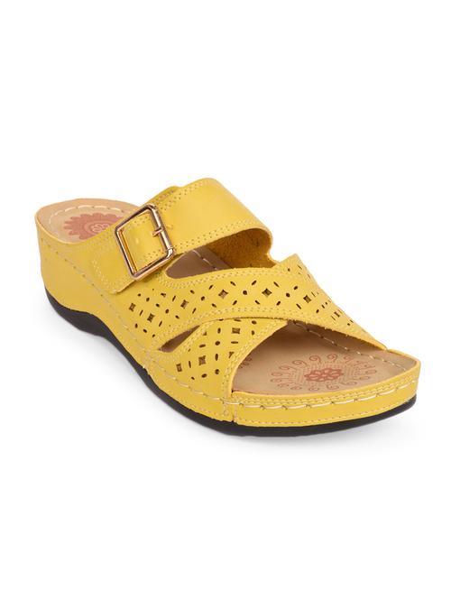 yellow faux leather slippers - 15113730 - Very Small Image - 1
