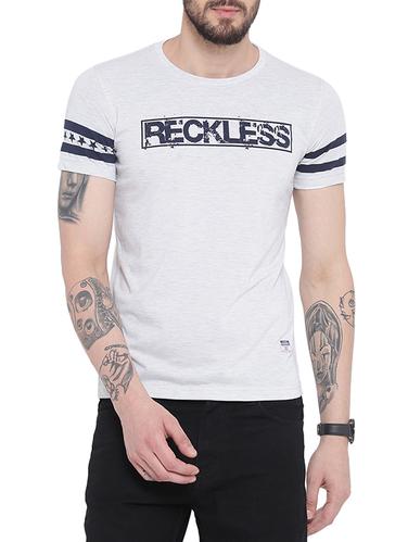 grey cotton blend chest print t-shirt - 15113755 - Very Small Image - 1