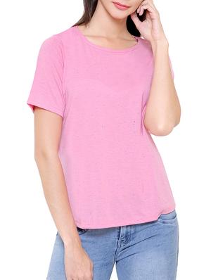 solid pink short sleeved tee - 15113826 - Standard Image - 1