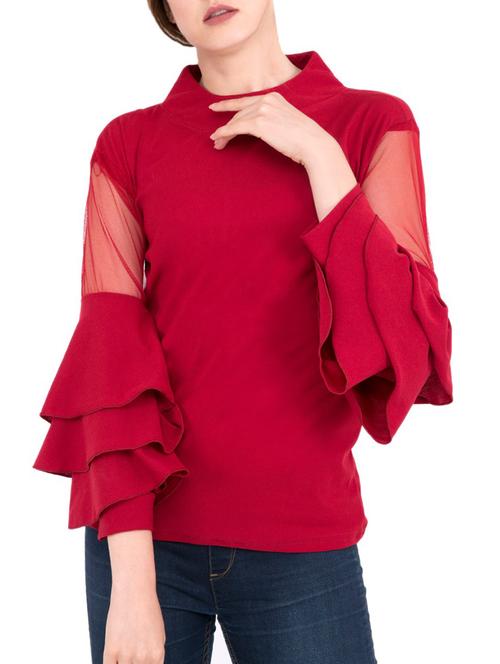 solid maroon crepe top - 15113852 - Very Small Image - 1
