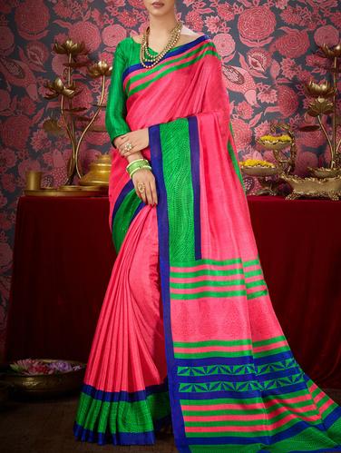 pink khadi bhagalpuri saree with blouse - 15114028 - Very Small Image - 1