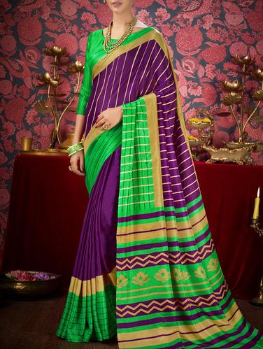 purple khadi bhagalpuri saree with blouse - 15114050 - Very Small Image - 1