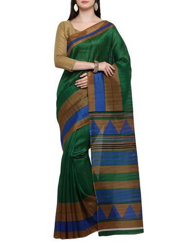 green cotton blend bhagalpuri saree with blouse - 15114095 - Very Small Image - 1