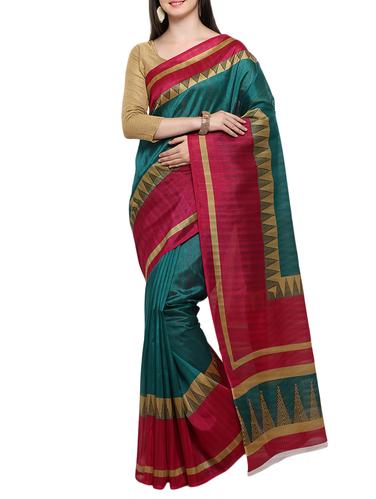 green cotton blend bhagalpuri saree with blouse - 15114109 - Very Small Image - 1