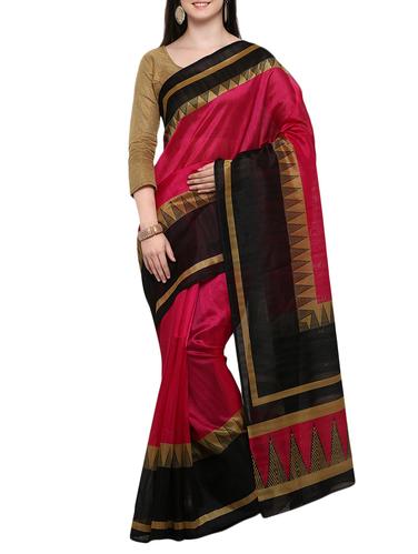 pink cotton blend bhagalpuri saree with blouse - 15114110 - Very Small Image - 1