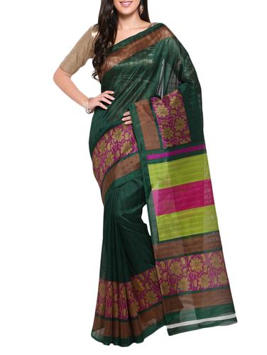 green cotton blend bhagalpuri saree with blouse - 15114118 - Very Small Image - 1
