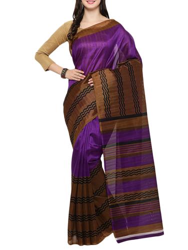 purple cotton blend bhagalpuri saree with blouse - 15114127 - Very Small Image - 1