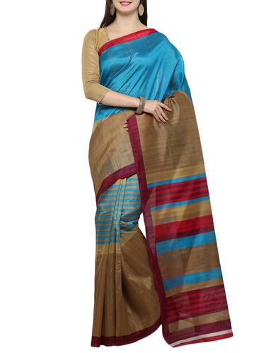 sky blue cotton blend bhagalpuri saree with blouse - 15114135 - Very Small Image - 1