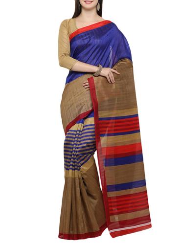 blue cotton blend bhagalpuri saree with blouse - 15114138 - Very Small Image - 1