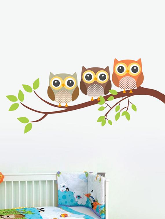 Art Owl Family of 3 Wall Sticker - 15114221 - Zoom Image - 1