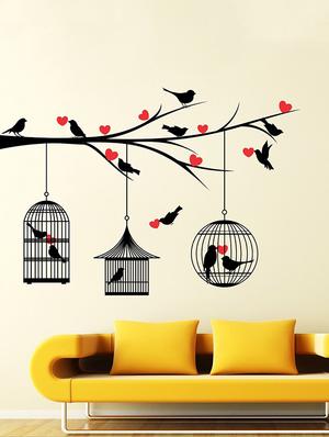 Love Birds With Hearts Wall Sticker - 15114251 - Standard Image - 1