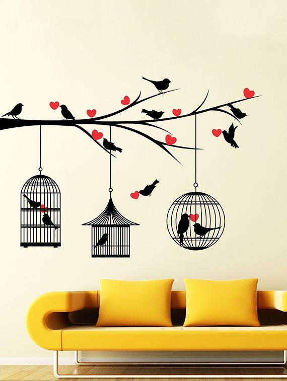 Love Birds With Hearts Wall Sticker - 15114251 - Zoom Image - 1