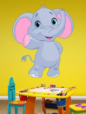 Elephant Baby Grey Wall Sticker - 15114289 - Standard Image - 1