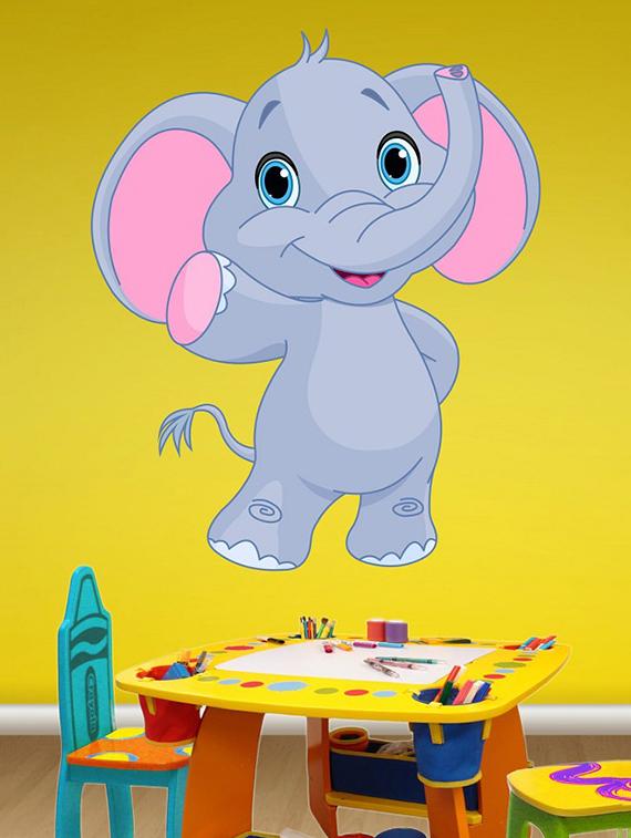 Elephant Baby Grey Wall Sticker - 15114289 - Zoom Image - 1