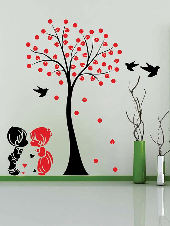 Acacia Tree cute couple kids Wall Sticker - 15114347 - Zoom Image - 1