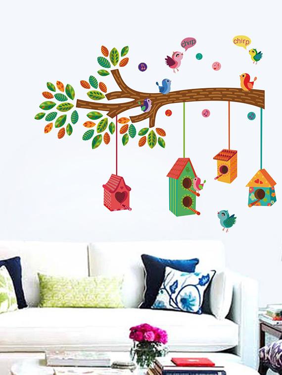 Bird House on a Branch Wall Sticker - 15114356 - Zoom Image - 1