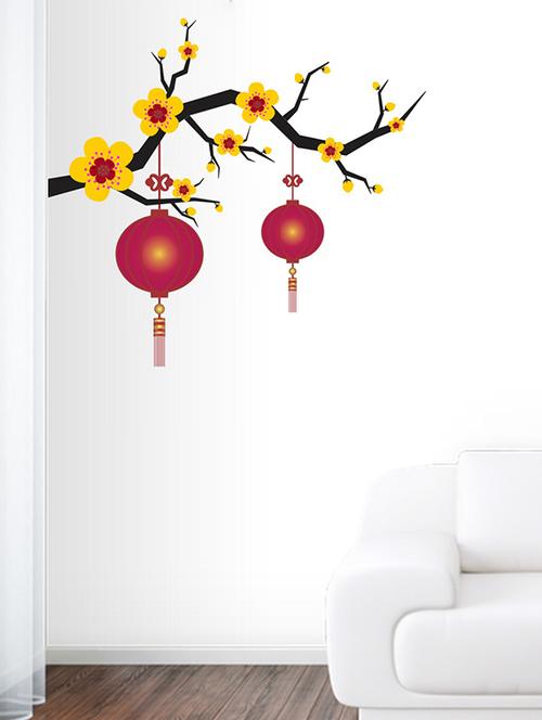 Blooming Flowers with lantern Wall Sticker - 15114361 - Standard Image - 1