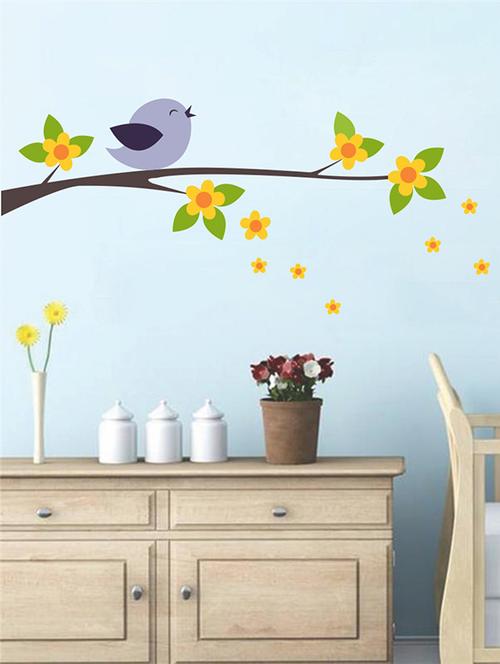 Flower tree with bird Wall Sticker - 15114438 - Standard Image - 1