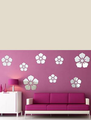 Flowers Silver Acrylic Mirror Sticker - 15114457 - Standard Image - 1