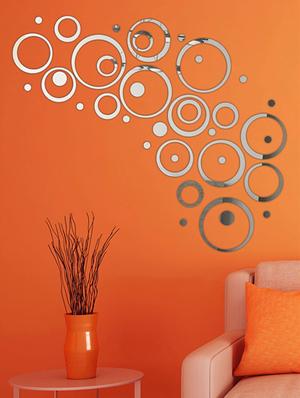 Ring & Dots 4 Set Silver Acrylic Mirror Sticker - 15114458 - Standard Image - 1