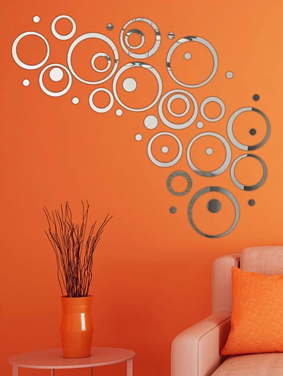 Ring & Dots 4 Set Silver Acrylic Mirror Sticker - 15114458 - Zoom Image - 1