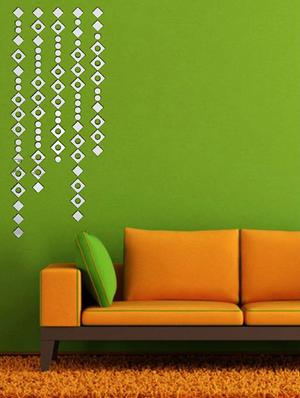 Diamond Dot Square Silver Acrylic Mirror Sticker - 15114460 - Standard Image - 1