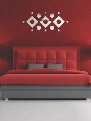 Square And DotsSilver Acrylic Mirror Sticker - 15114467 - Standard Image - 1
