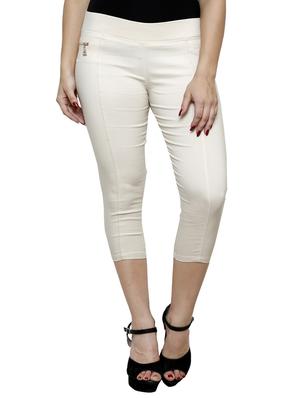 solid white cotton capri - 15114477 - Standard Image - 1