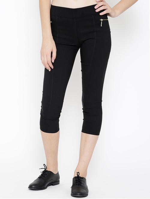 solid black cotton capri - 15114478 - Standard Image - 1