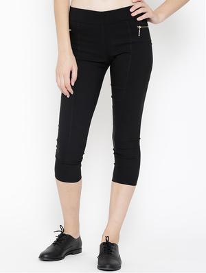 solid black cotton capri - 15114478 - Standard Image - 1