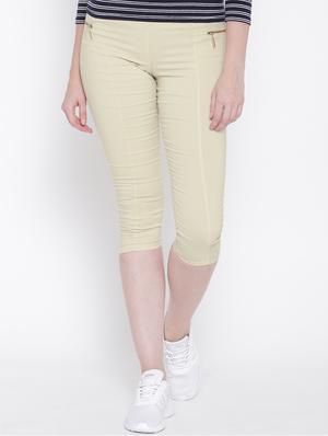 solid beige cotton capri - 15114479 - Standard Image - 1