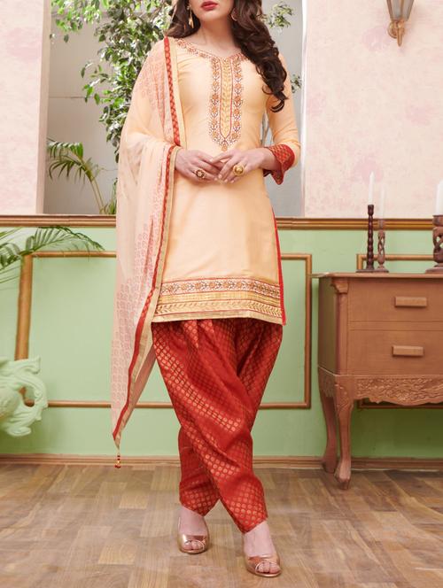 Embroidered unstitched salwar suit - 15114634 - Very Small Image - 1