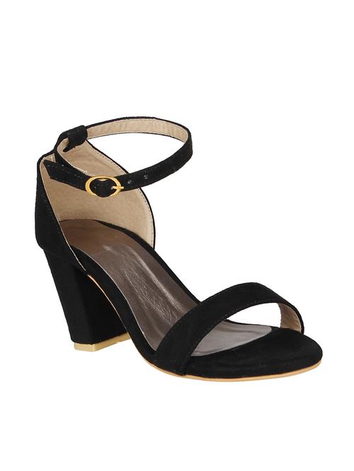 black faux leather ankle strap sandals - 15114746 - Standard Image - 1