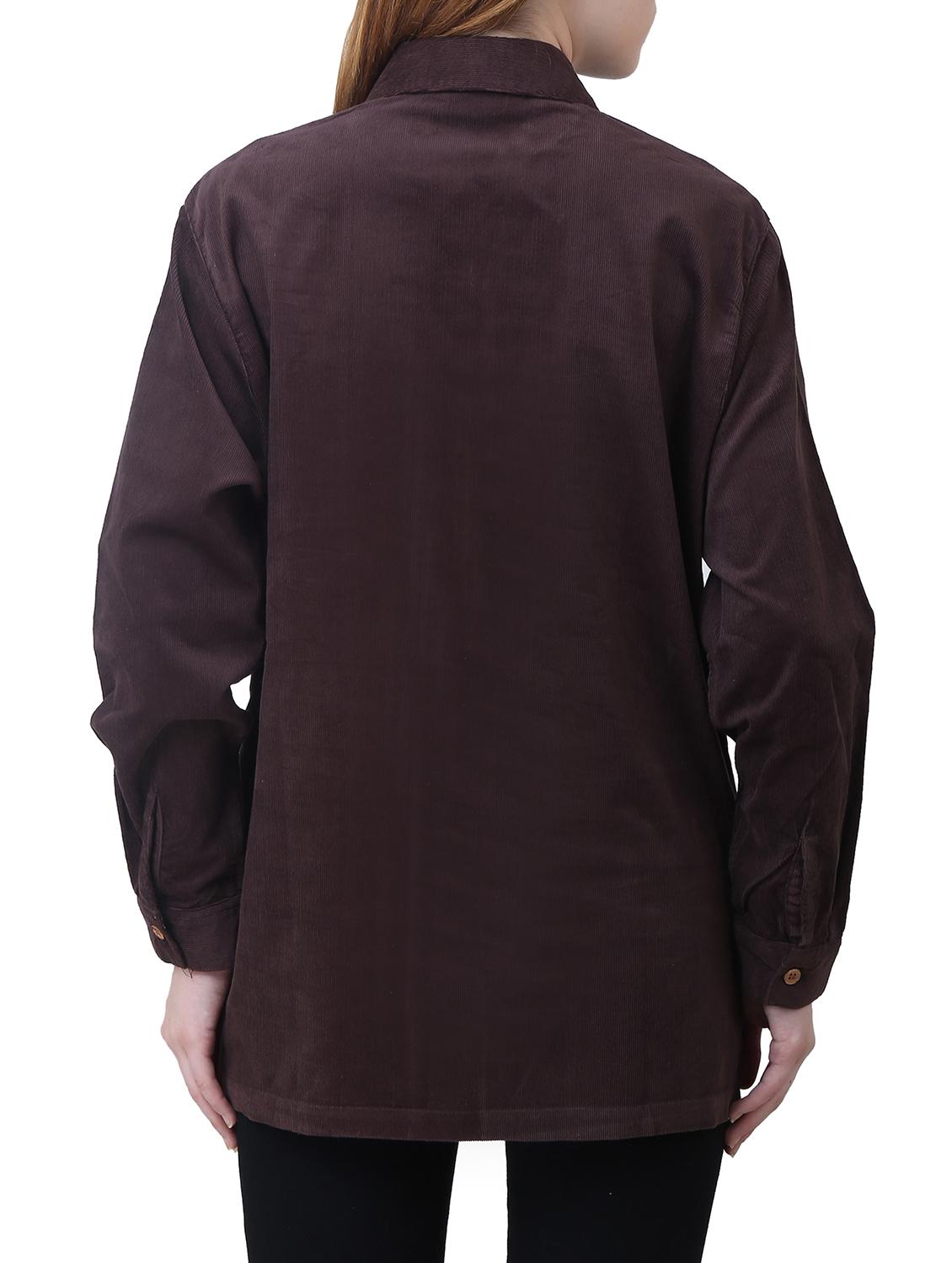 brown solid cotton shirt - 15114753 - Zoom Image - 3