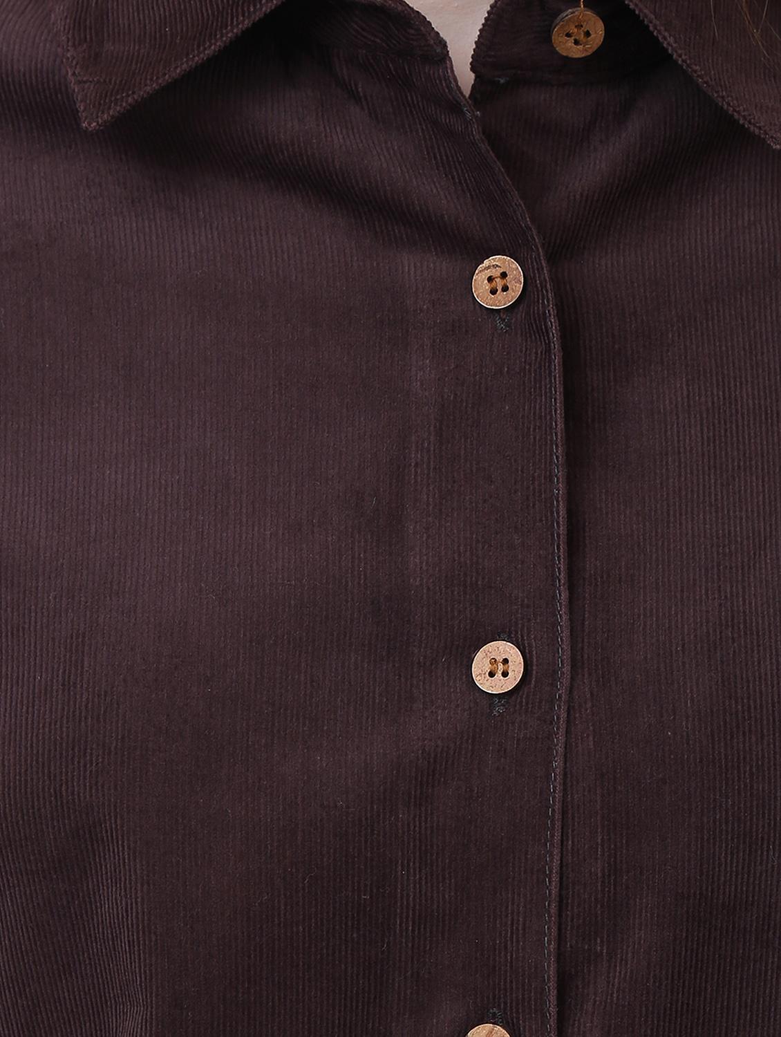 brown solid cotton shirt - 15114753 - Zoom Image - 4