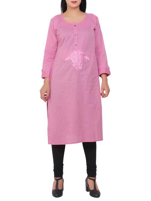 pink cotton solid kurta - 15114847 - Standard Image - 1