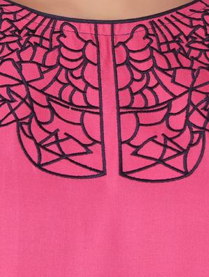 pink cotton straight kurta - 15114850 - Standard Image - 4