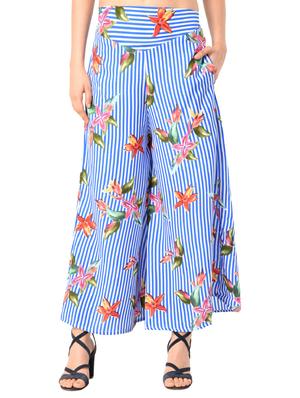 blue printed crepe palazzo - 15114875 - Standard Image - 1