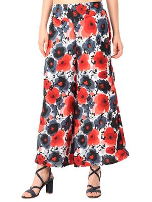 red floral crepe palazzo - 15114878 - Standard Image - 1